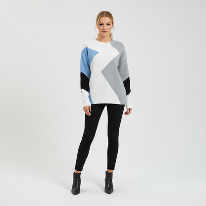 Patchwork Design Damen Pullover - Miriam