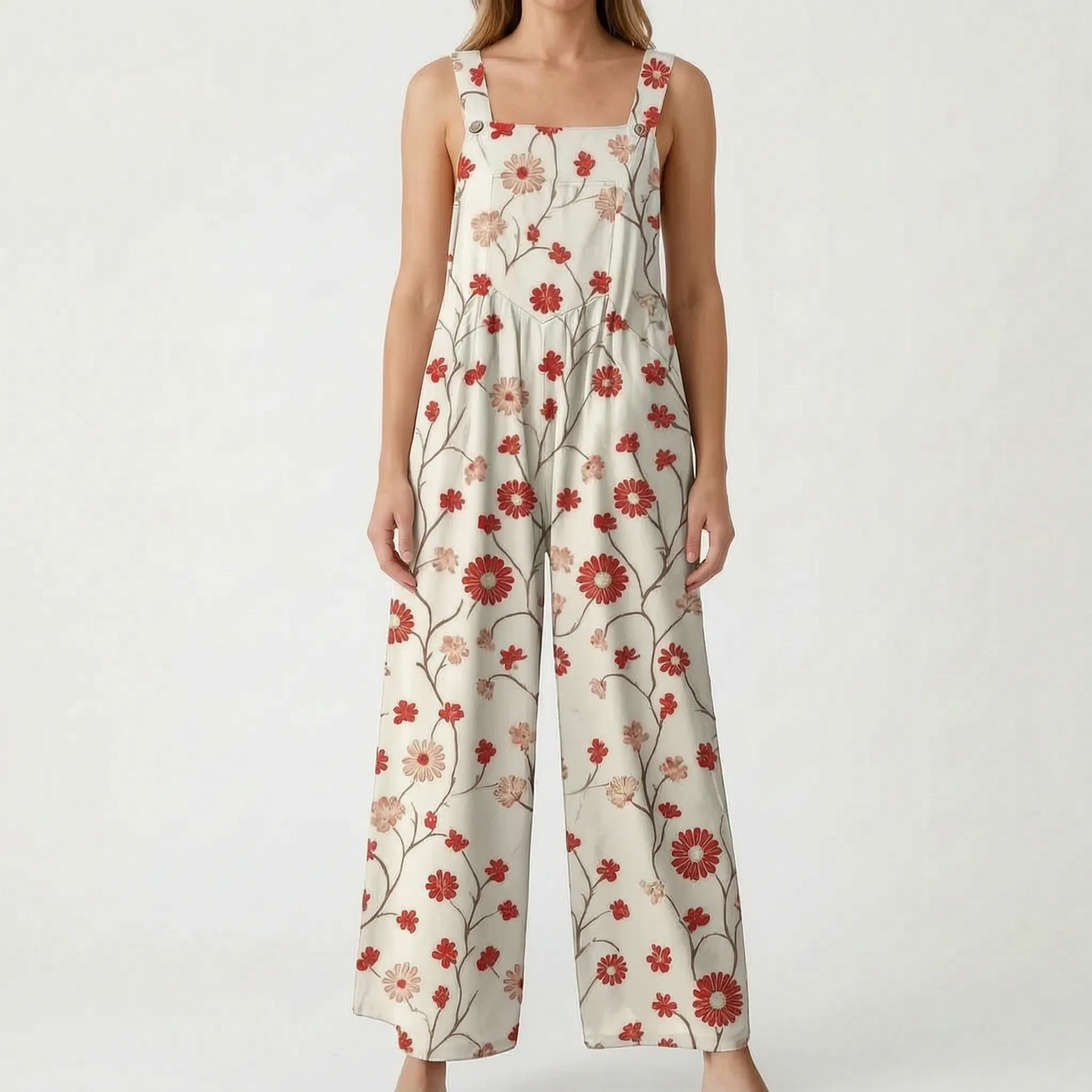 Lässiger Floraler Jumpsuit Mit Weitem Bein - Jessica