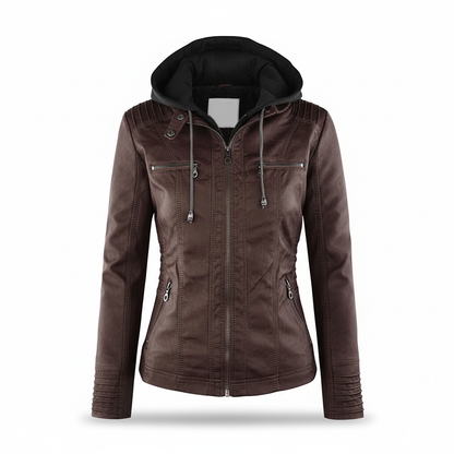 Lederjacke Mit Kapuze -  Elke