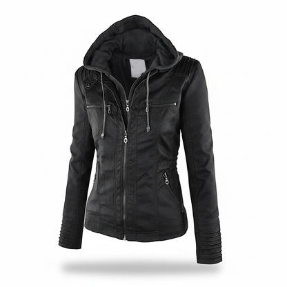 Lederjacke Mit Kapuze -  Elke