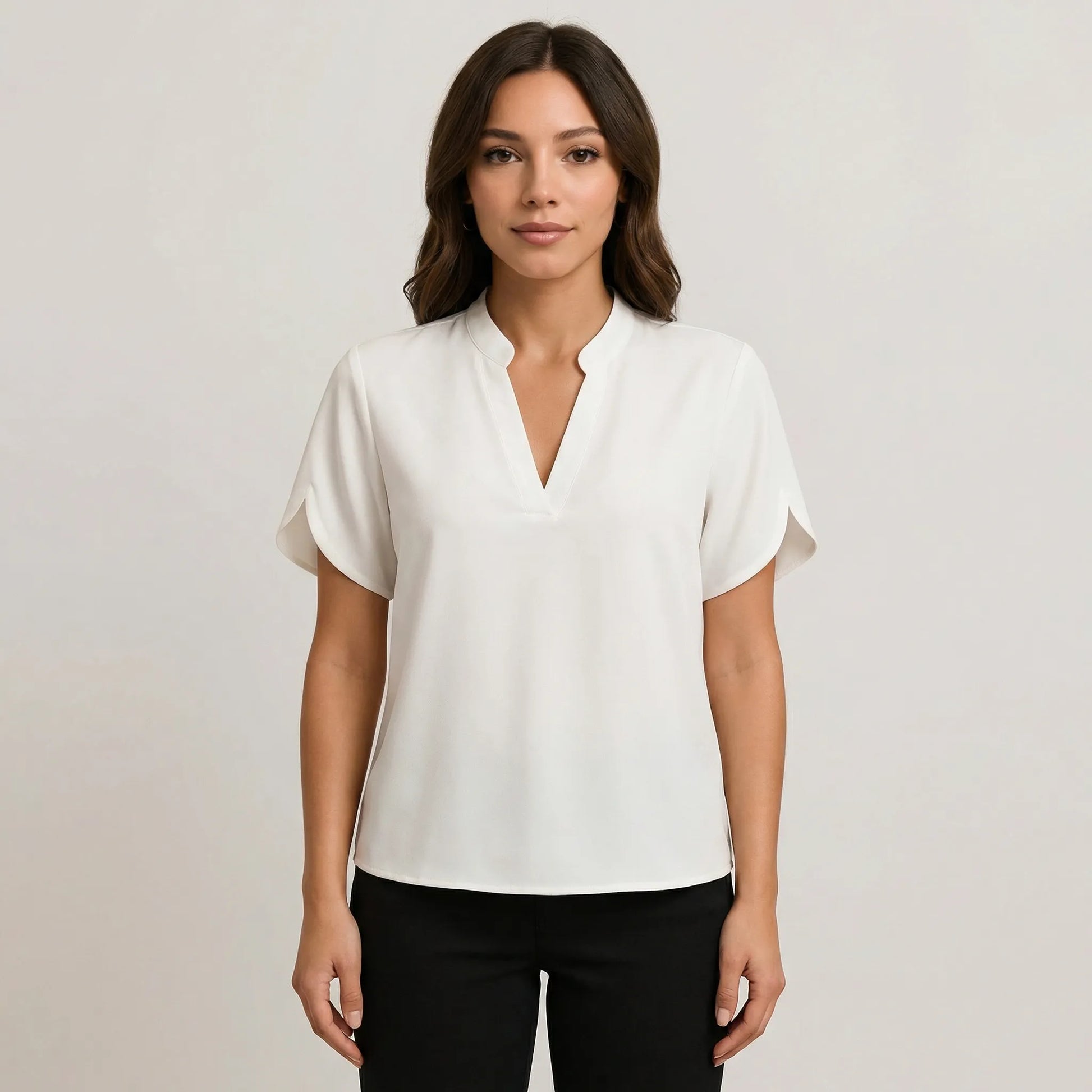 Leichte Kurzarm-Bluse Mit V-Ausschnitt - Susie