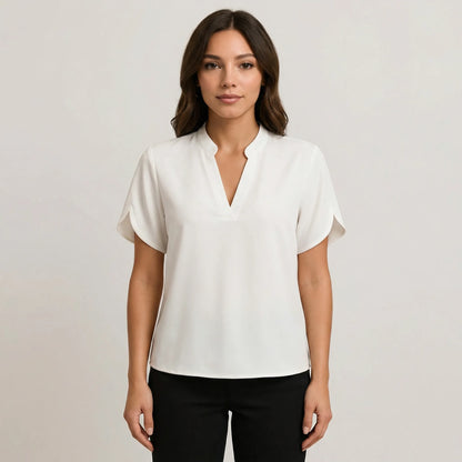 Leichte Kurzarm-Bluse Mit V-Ausschnitt - Susie