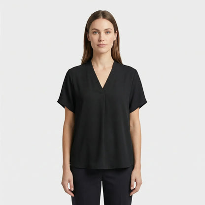 Leichte Kurzarm-Bluse Mit V-Ausschnitt - Susie