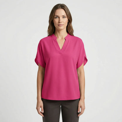 Leichte Kurzarm-Bluse Mit V-Ausschnitt - Susie