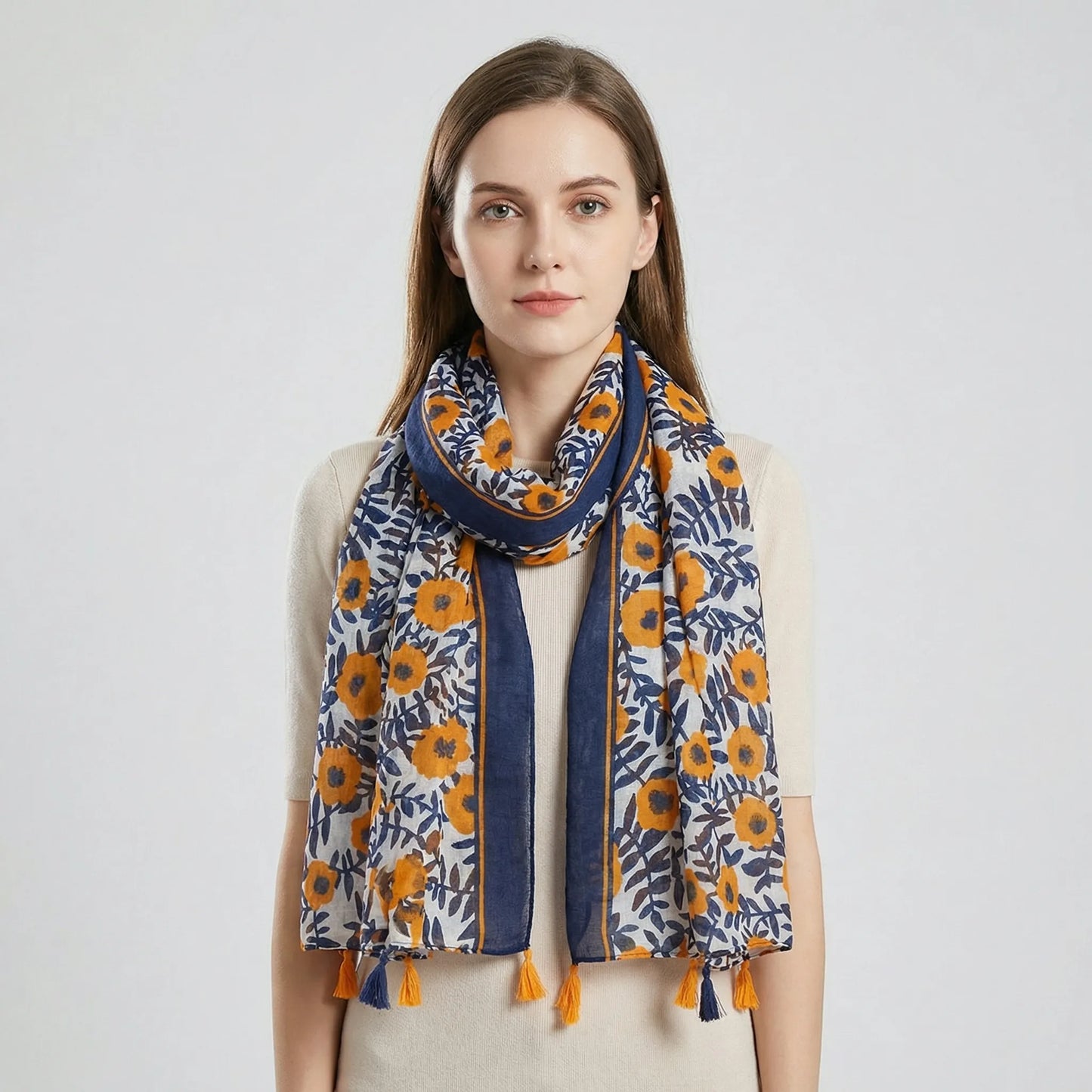Lichte Damesdoek Met Kwastjesdetails - Janice