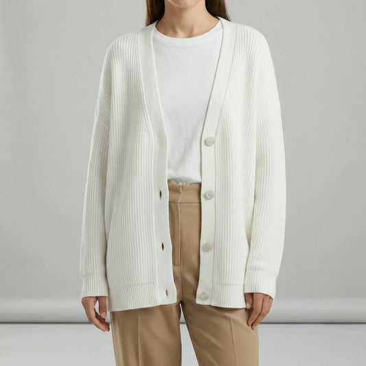 Locker Geschnittener Cardigan Mit Knopfleiste - Jamila