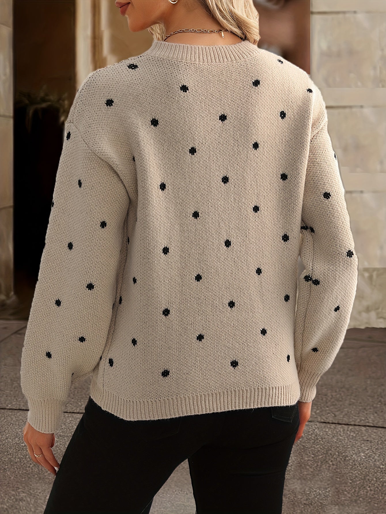 Locker Sitzender Pullover Mit Punktmuster - Sahra