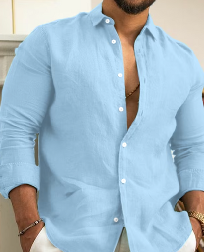 Long-Sleeve Men's Shirt With Button Placket - Darrin