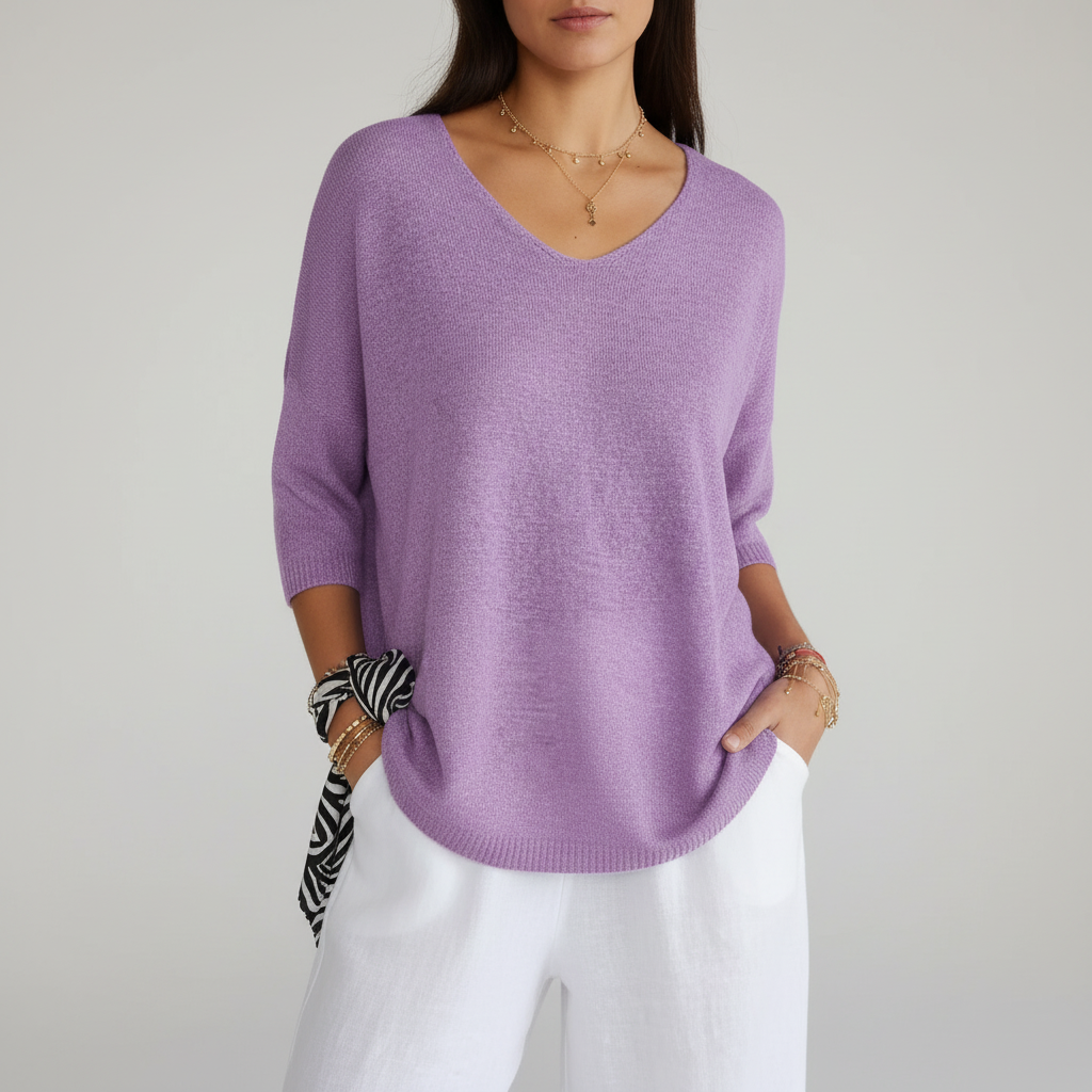 Luftiges V-Ausschnitt Top - Sapphira