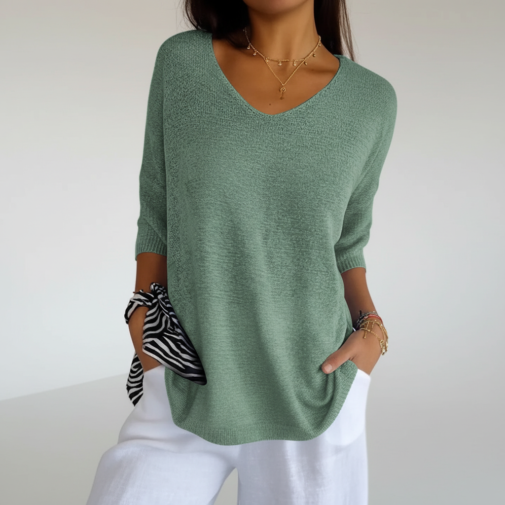 Luftiges V-Ausschnitt Top - Sapphira