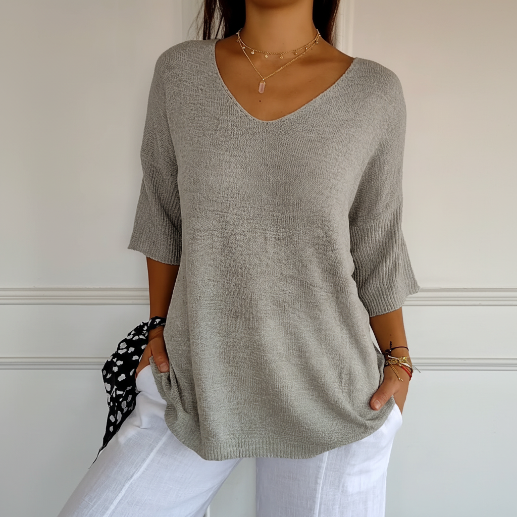 Luftiges V-Ausschnitt Top - Sapphira