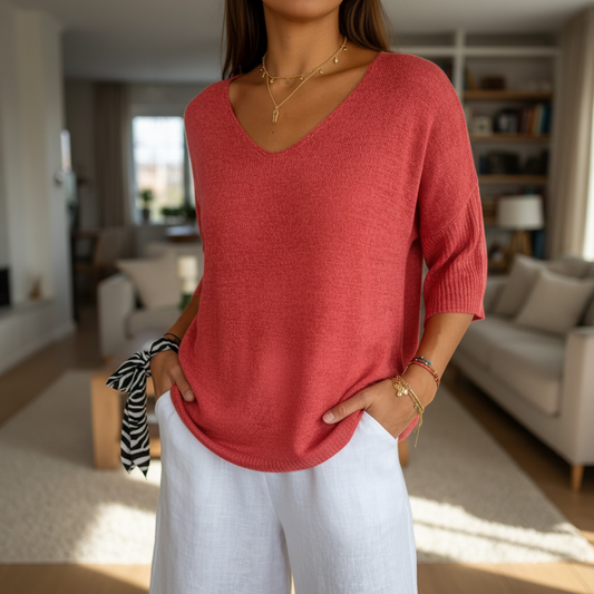 Luftiges V-Ausschnitt Top - Sapphira