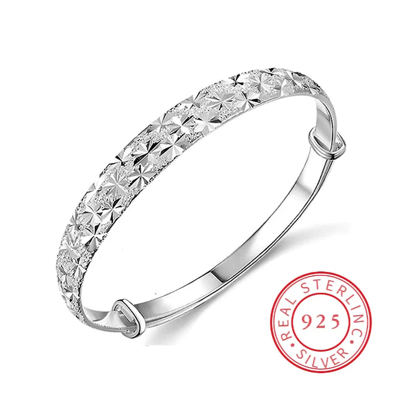 Silberarmband 925 Sterling, Damen, glänzend, elegantes Design, Schmuck, Geschenkidee.