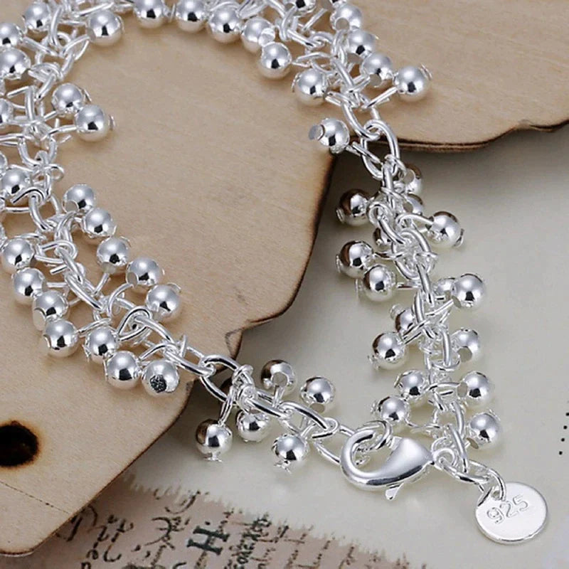Silberarmband mit Kugeln, 925 Sterling Silber, elegantes Schmuckdesign, Damenaccessoire