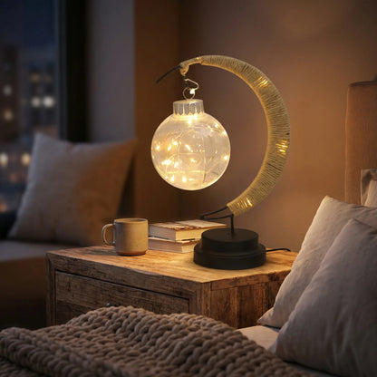 Maanvormige Decoratielamp Met Glazen Bol - Lunarveil
