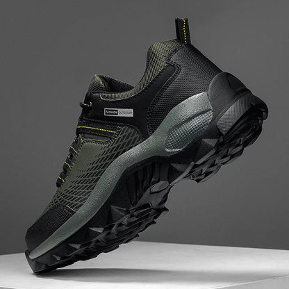 Wasserdichte Herrenschuhe, grün-schwarz, rutschfest, Outdoor-Sneaker, Leder, 2023.