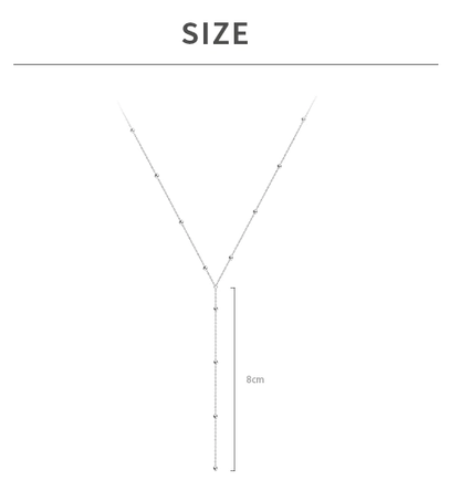 Silberne Y-Halskette mit kleinen Perlen, 8 cm Anhänger, elegantes Schmuckdesign.