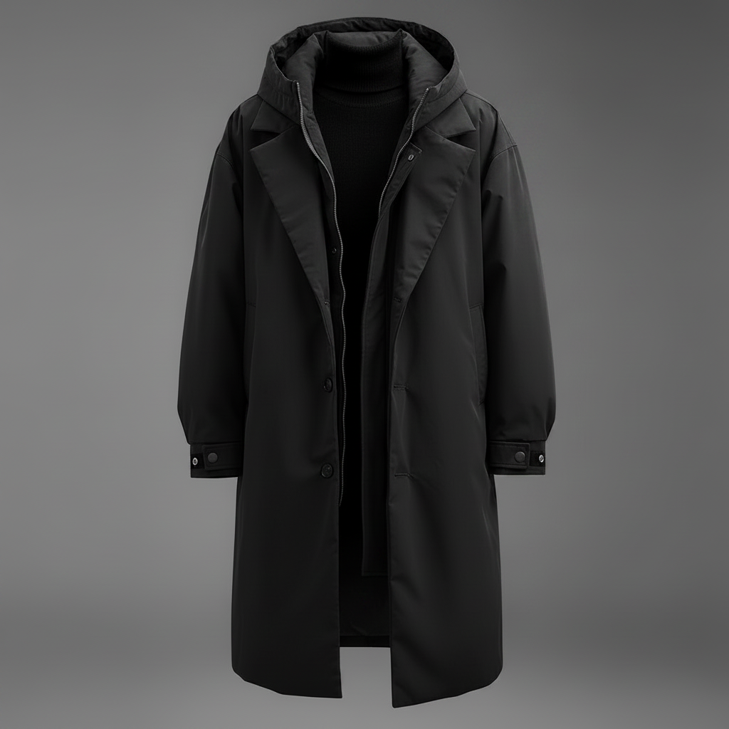Men's Waterproof Hooded Trench Coat, Long Rain Jacket for City and Travel 2
