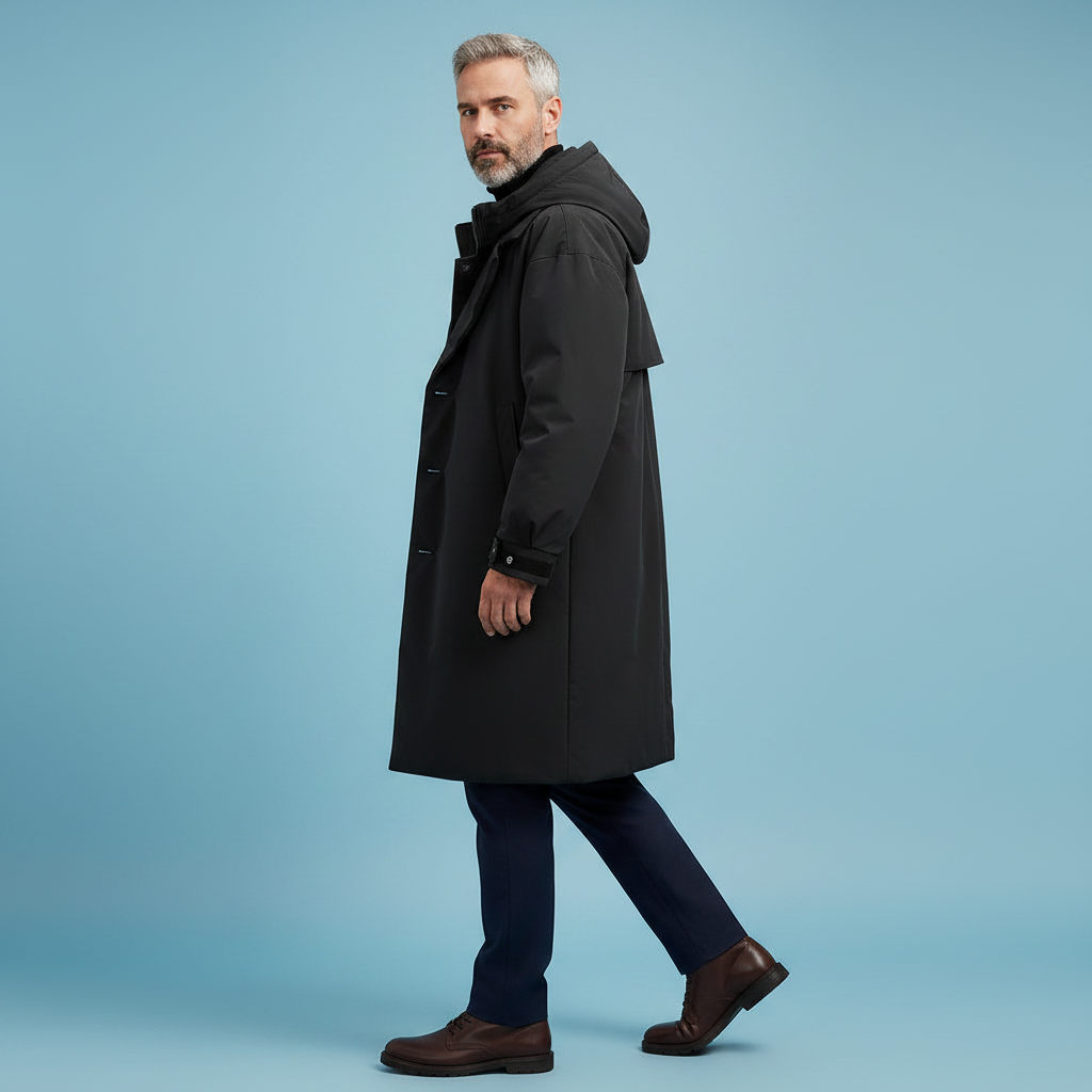 Men's Waterproof Hooded Trench Coat, Long Rain Jacket for City and Travel 6