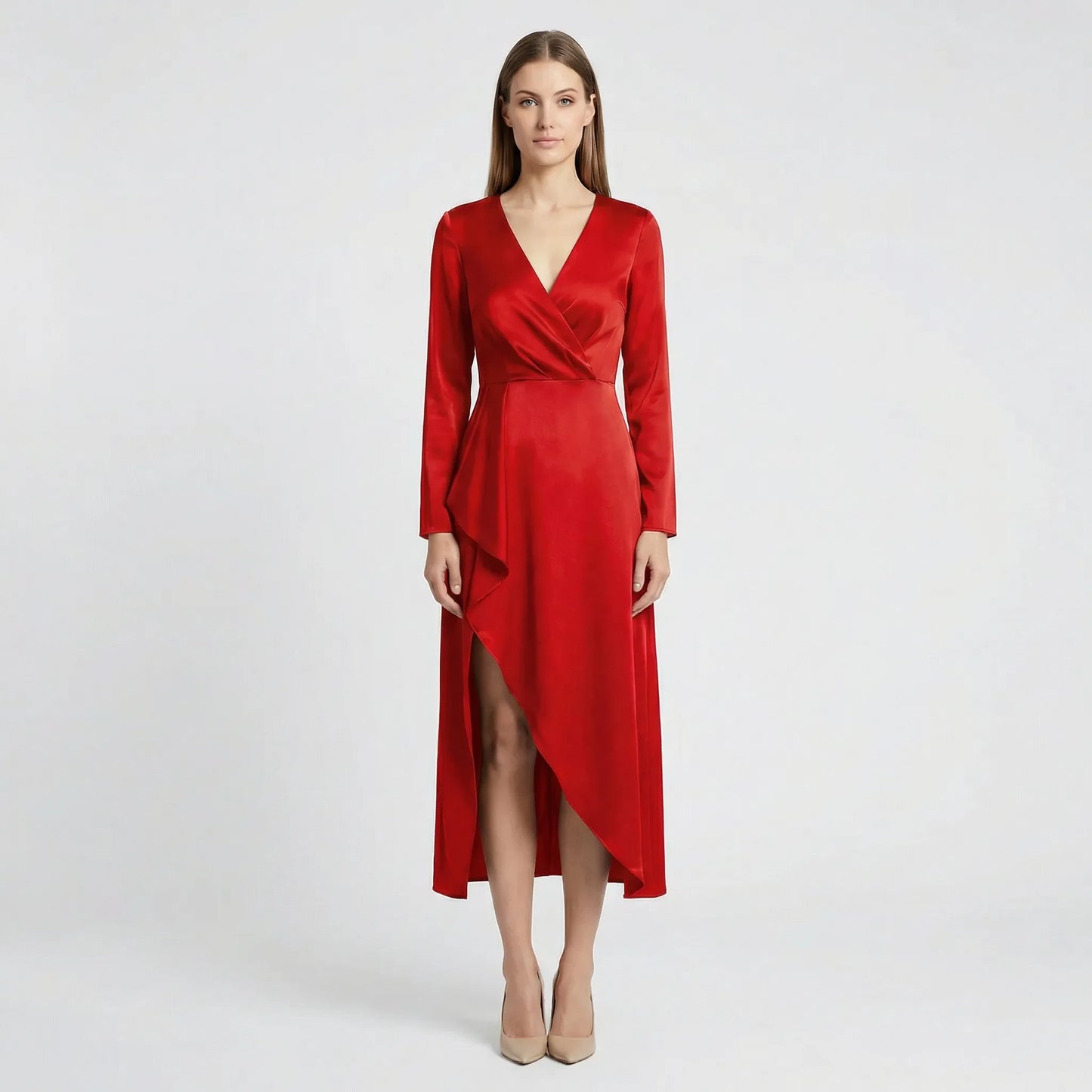Midi Kleid Mit V Ausschnitt - Marleen