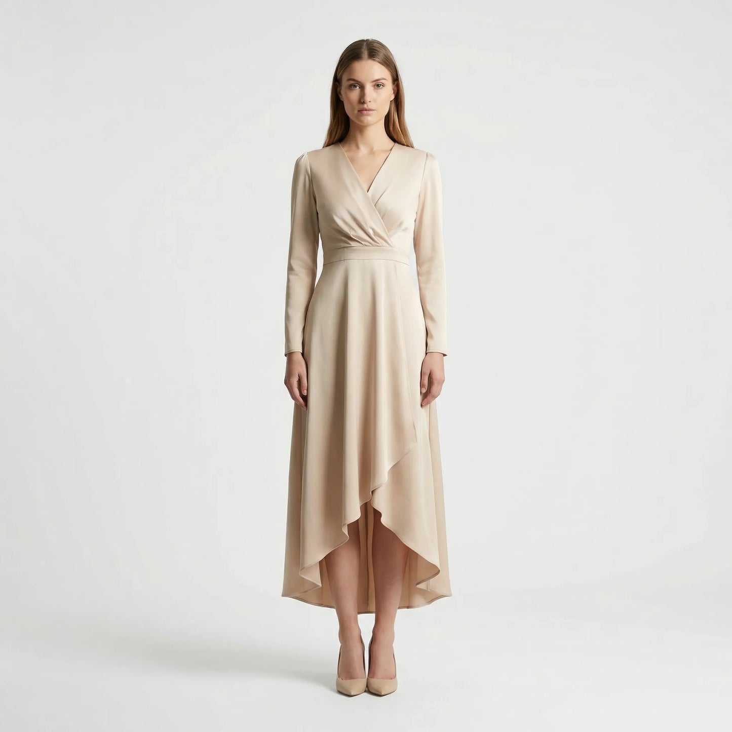 Midi Kleid Mit V Ausschnitt - Marleen
