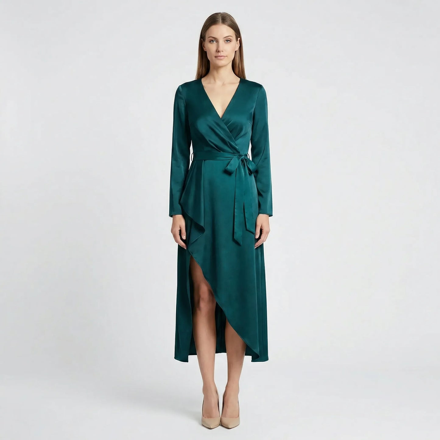 Midi Kleid Mit V Ausschnitt - Marleen