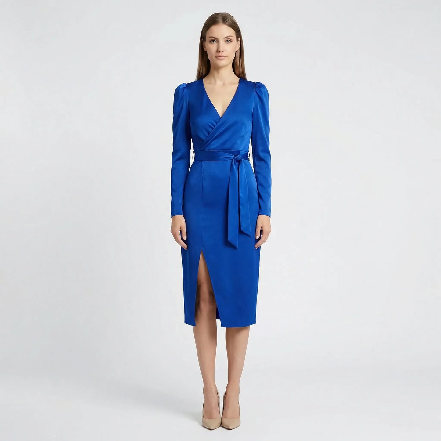 Midi Kleid Mit V Ausschnitt - Marleen