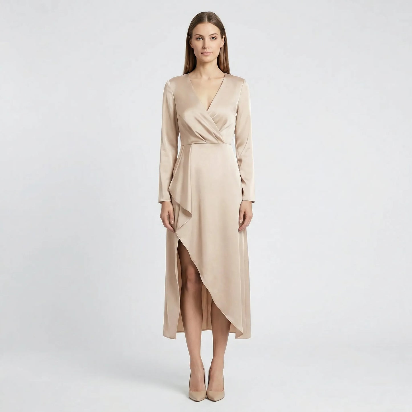 Midi Kleid Mit V Ausschnitt - Marleen