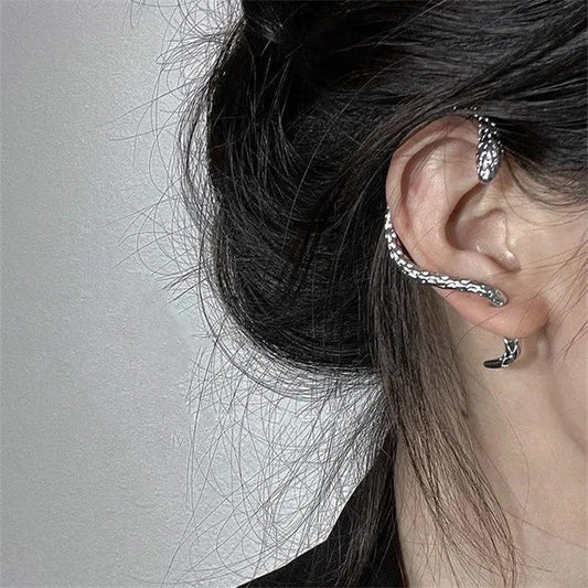 Silberner Schlangen-Ohrring, Zirkon, Vintage Gothic Punk Stil, für Frauen, modisch und elegant.