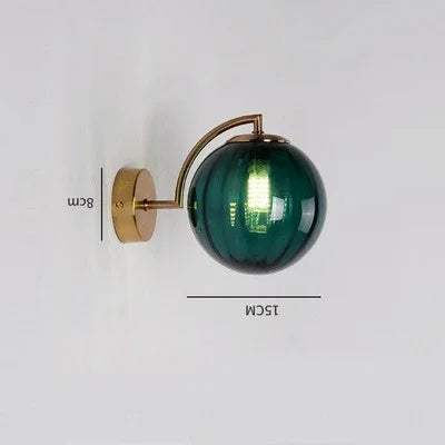 Moderne LED-Wandleuchte, grünes Glas, nordisches Design, Schlafzimmer, Wohnzimmer, 15cm.