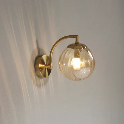 Moderne LED-Wandleuchte, goldfarben, Glas, nordisches Design, Wohnzimmer, Schlafzimmer.