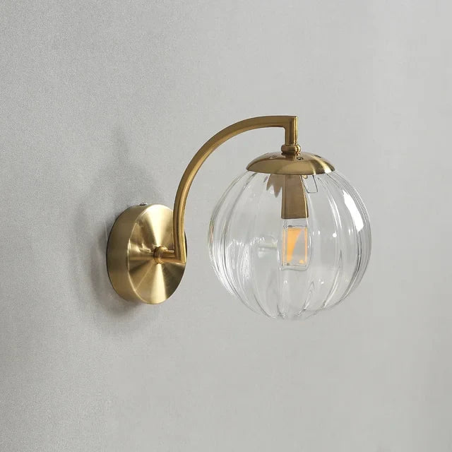 Moderne LED-Wandleuchte, Glas, goldfarben, nordisches Design, Wohnzimmer, Schlafzimmer.
