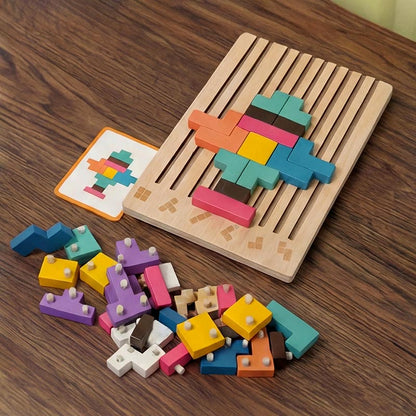 Wooden Montessori Tetris Stacking Puzzle - Educational Toy 4