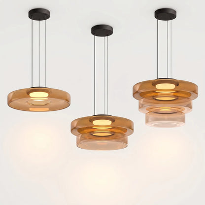 Multi-Tier Tinted Glass Pendant Light -  Halora