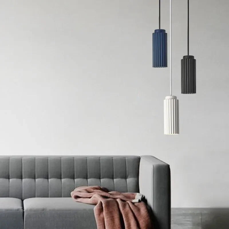 Moderne LED-Pendelleuchte, blau, weiß, schwarz, für Wohnzimmer, Schlafzimmer, Esszimmer.