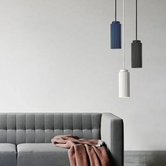 Moderne LED-Pendelleuchte, blau, weiß, schwarz, für Wohnzimmer, Schlafzimmer, Esszimmer.