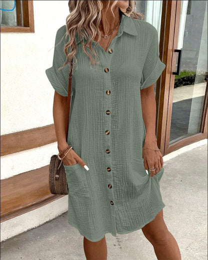 Sommerkleid mit Knopfverschluss und kurzen Ärmeln – Lotte