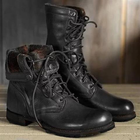 Women's Lace-Up Combat Boots with Supportive Sole 2