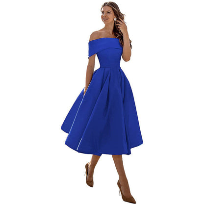 Schulterfreies & Figurbetontes Satin Partykleid für Damen – Mirella