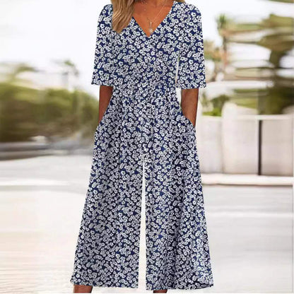Luftiger & Stilvoller Damen Jumpsuit mit Weitem Bein – Elina
