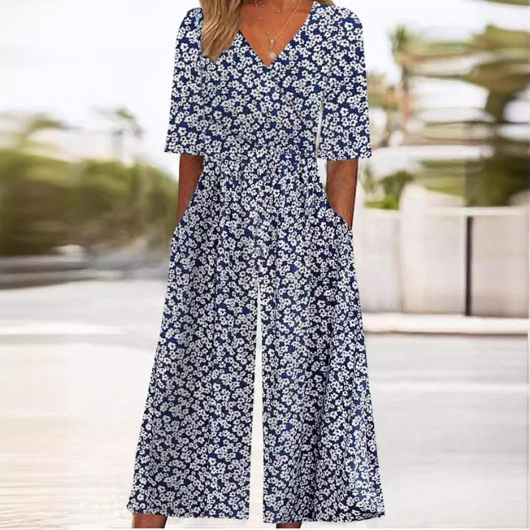 Luftiger & Stilvoller Damen Jumpsuit mit Weitem Bein – Elina