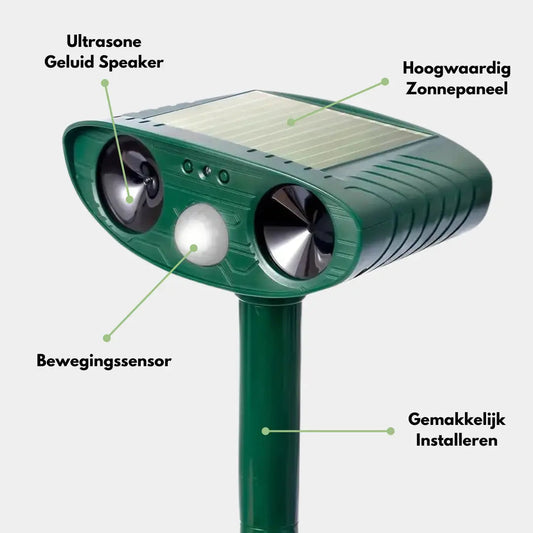 Ultrasone Katzenvertreiber, grün, mit Solarpanel und Bewegungssensor für den Außenbereich.