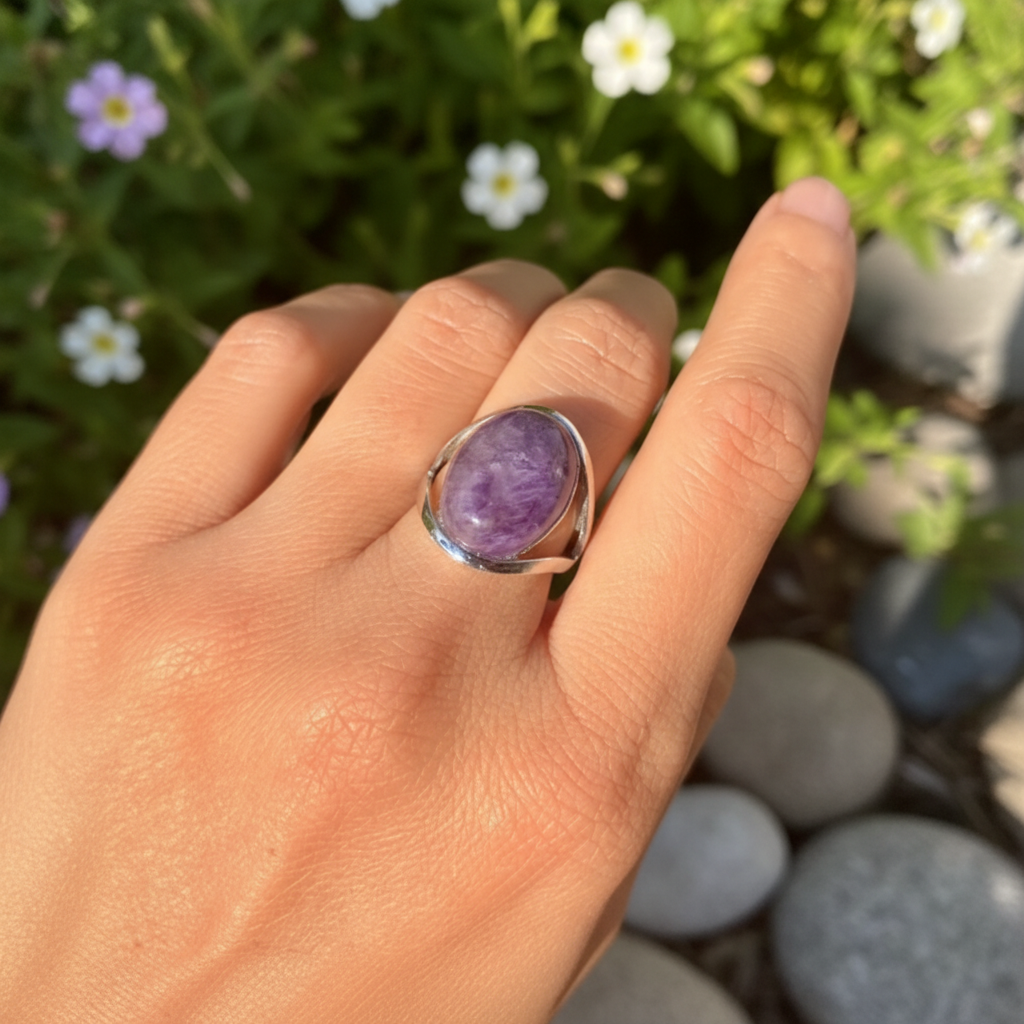 Ovaler Amethystring - AuraRing 