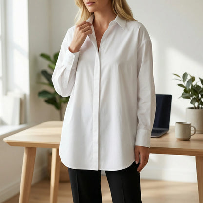 Oversized Blouse Met Omgeslagen Kraag - Blanca