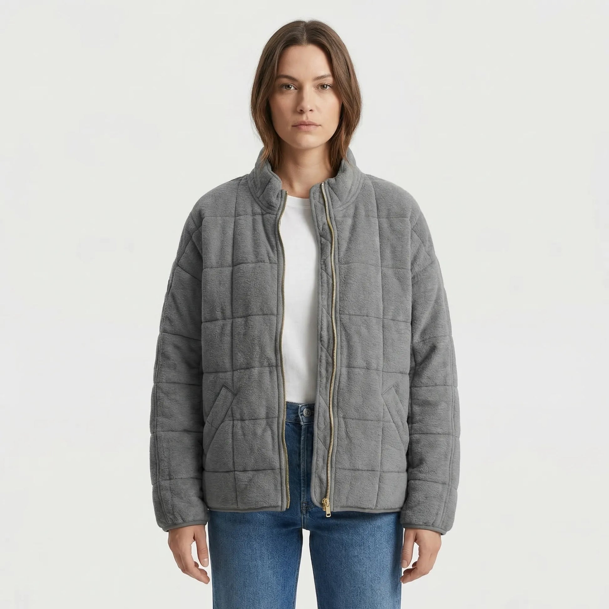 Oversized Quilted Zip-Up Jacket - Kathy