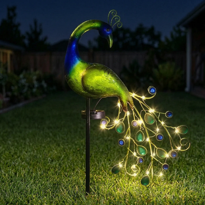 Peacock-Shaped Solar Stake Light -  Plumara
