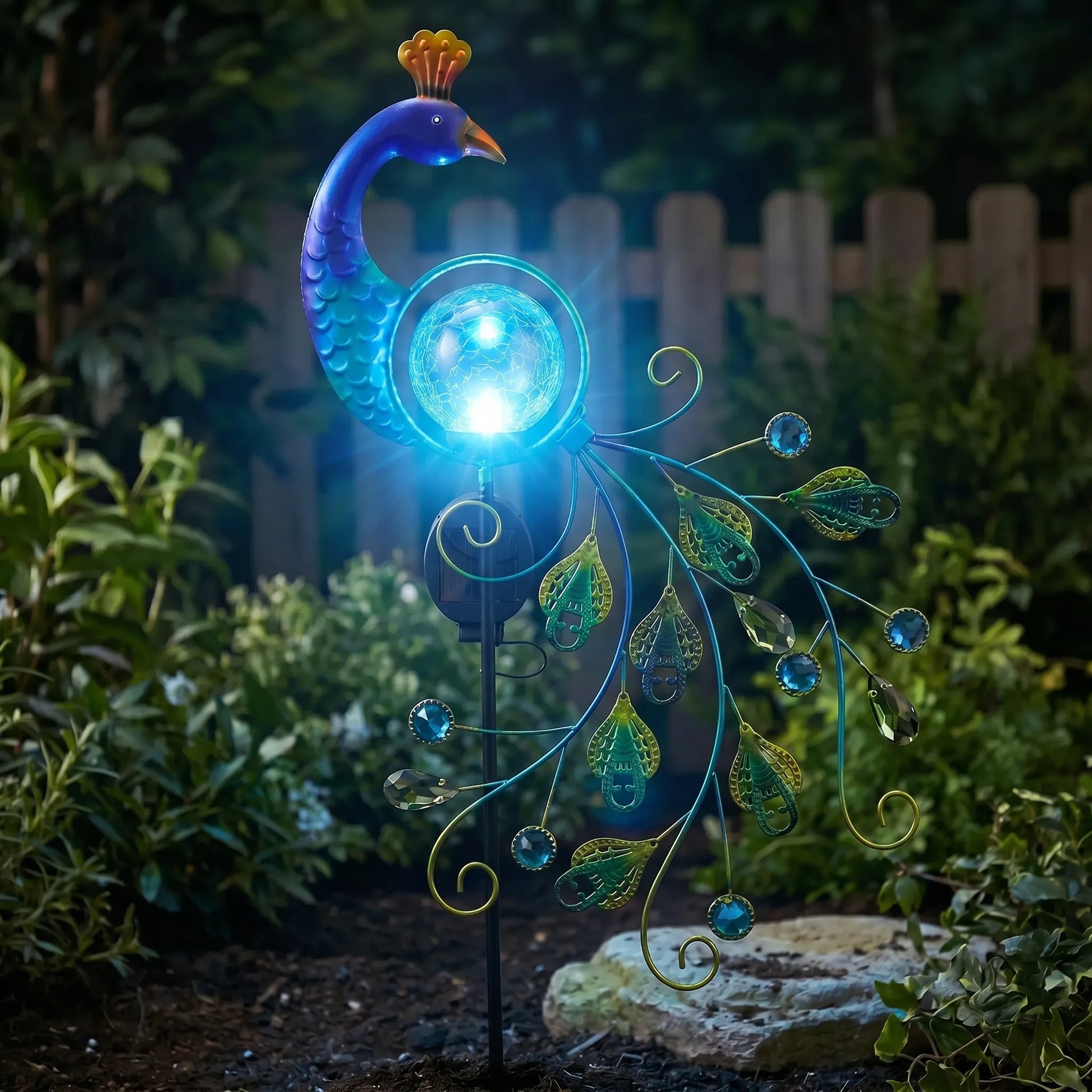Peacock-Shaped Solar Stake Light -  Plumara