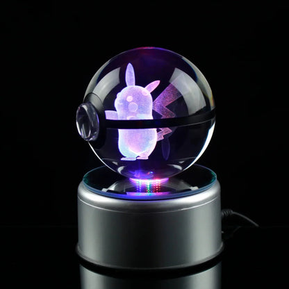 AA OUTOF STOCK Kristall-Pokékugel mit LED-Standfuß – Interaktives Sammelspielzeug