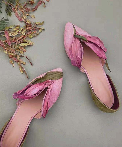 Handgefertigte Spitzen-Ballerinas mit Roséblüten – Odette