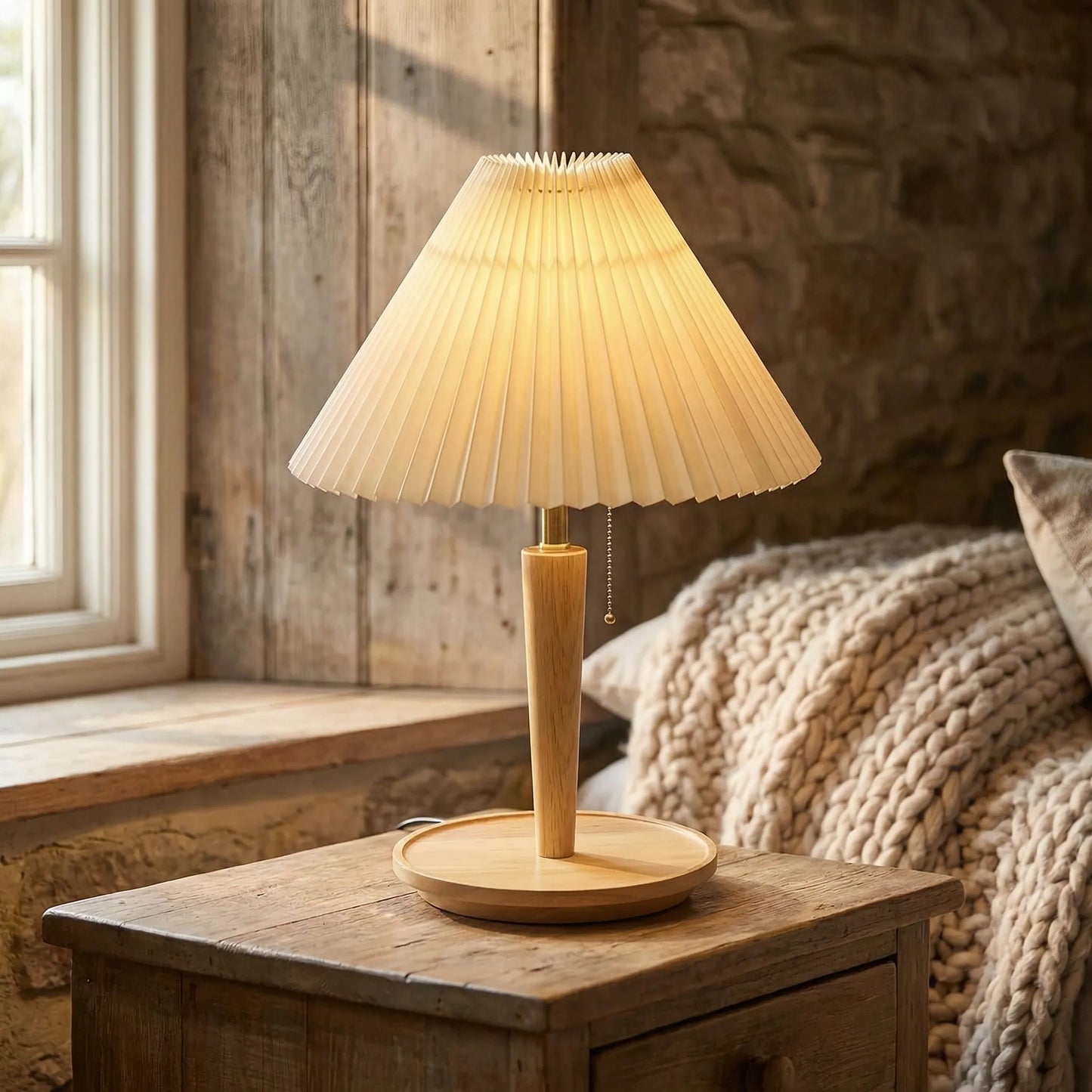 Pleated Shade Retro Table Lamp -  Plyssera
